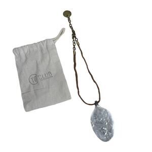 TWISTED SILVER Women's Leather Rocker Hammered Silver Spoon Necklace Adjustable